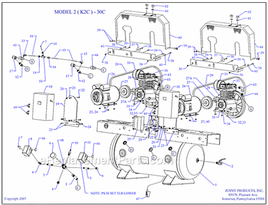 Page A Diagram and Parts List for 2(K2C)-30C  Jenny Compressor