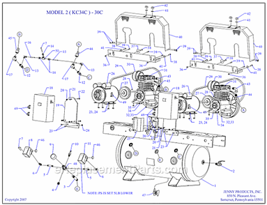 Page A Diagram and Parts List for 2(KC34C)-30C  Jenny Compressor