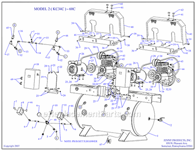 Page A Diagram and Parts List for 2(KC34C)-60C  Jenny Compressor