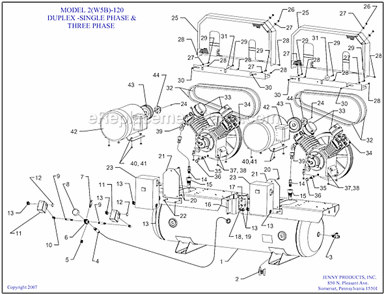 Page A Diagram and Parts List for 2(W5B)-120  Jenny Compressor