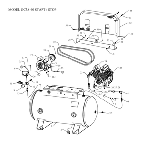 Main Diagram and Parts List for GC3A-60-SSC  Jenny Compressor