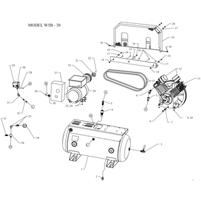 Main Diagram and Parts List for W5B-30-SSC  Jenny Compressor
