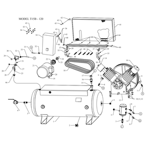Main Diagram and Parts List for T15B-120-SSC  Jenny Compressor