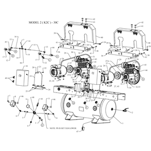 Main Diagram and Parts List for 2K2C-30C-SSC  Jenny Compressor