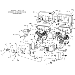 Main Diagram and Parts List for 2W5B-120-SSC  Jenny Compressor