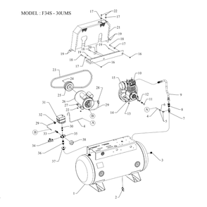 Main Diagram and Parts List for F34S-30UMS  Jenny Compressor