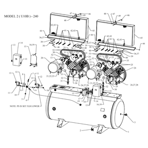 Main Diagram and Parts List for 2U10B-240-SSC  Jenny Compressor