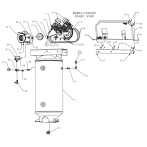 Main Diagram and Parts List for GT3B-60V-SSC  Jenny Compressor