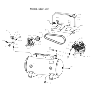Main Diagram and Parts List for GT2C-60C-SSC  Jenny Compressor
