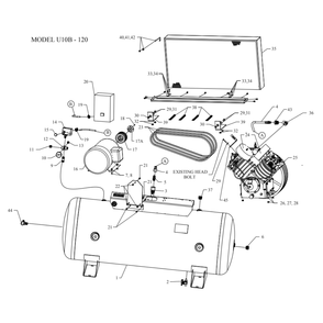 Main Diagram and Parts List for U10B-120-SSC  Jenny Compressor