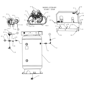 Main Diagram and Parts List for GT2B-80V-SSC  Jenny Compressor