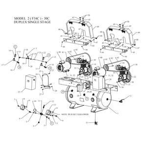 Main Diagram and Parts List for 2F34C-30C-SSC  Jenny Compressor