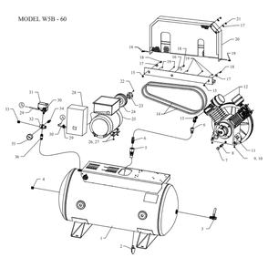 Main Diagram and Parts List for W5B-60-SSC  Jenny Compressor