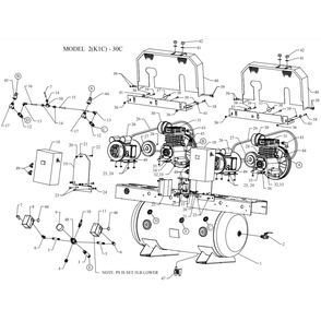 Main Diagram and Parts List for 2K1C-30C-SSC  Jenny Compressor