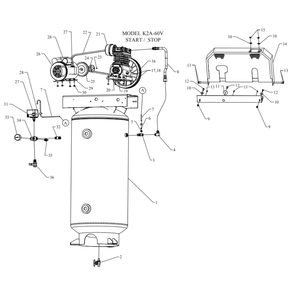 Main Diagram and Parts List for K2A-60V-SSC  Jenny Compressor
