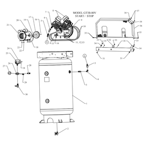Main Diagram and Parts List for GT3B-80V-SSC  Jenny Compressor