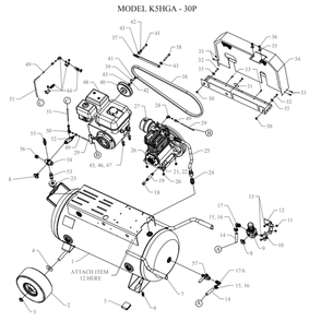 Main Diagram and Parts List for K5HGA-30P-CRC  Jenny Compressor
