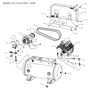 Main Diagram and Parts List for GC3A-30-SSC  Jenny Compressor