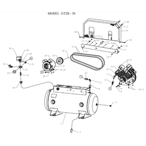 Main Diagram and Parts List for GT2B-30-SSC  Jenny Compressor