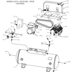 Main Diagram and Parts List for GC5A-80-SSC  Jenny Compressor