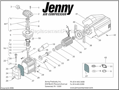 Page B Diagram and Parts List for A2G246-HC4V  Jenny Compressor