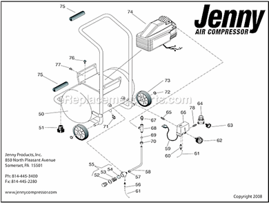 Page A Diagram and Parts List for A2G246-HC5H  Jenny Compressor