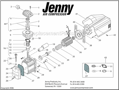Page B Diagram and Parts List for A2G246-HC5H  Jenny Compressor
