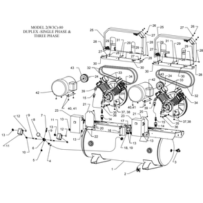 Main Diagram and Parts List for 2W3C-80C-SSC  Jenny Compressor
