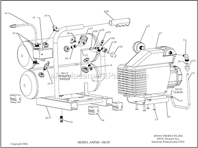 Page A Diagram and Parts List for AM780-HC4V  Jenny Compressor