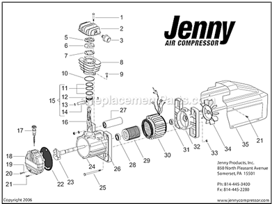 Page B Diagram and Parts List for AM780-HC4V  Jenny Compressor