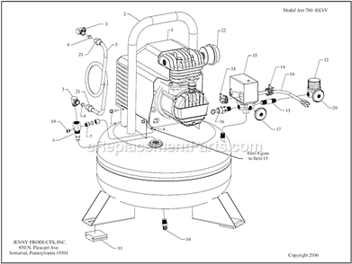 Page A Diagram and Parts List for AM780-HC6V  Jenny Compressor