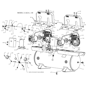 Main Diagram and Parts List for 2K2A-80-SSC  Jenny Compressor