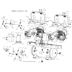 Main Diagram and Parts List for 2KC34C-30C-SSC  Jenny Compressor