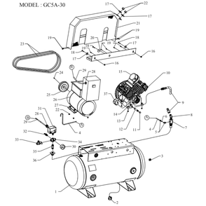 Main Diagram and Parts List for GC5A-30-SSC  Jenny Compressor