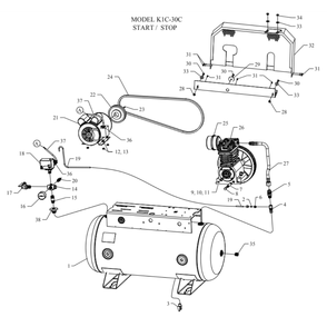 Main Diagram and Parts List for K1C-30C-SSC  Jenny Compressor