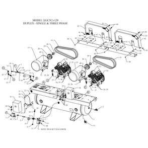 Main Diagram and Parts List for 2GC5C-120C-SSC  Jenny Compressor