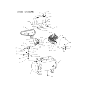 Main Diagram and Parts List for G3S-30UMS  Jenny Compressor