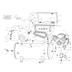 Main Diagram and Parts List for T25B-240-SSC  Jenny Compressor