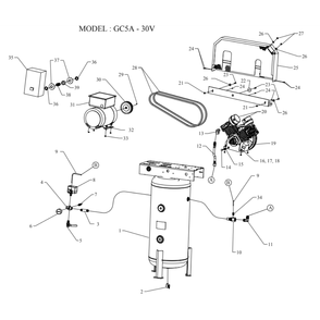 Main Diagram and Parts List for GC5A-30V-SSC  Jenny Compressor