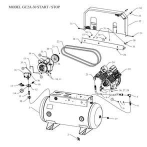 Main Diagram and Parts List for GC2A-30-SSC  Jenny Compressor