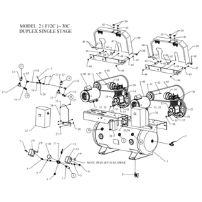 Main Diagram and Parts List for 2F12C-30C-SSC  Jenny Compressor
