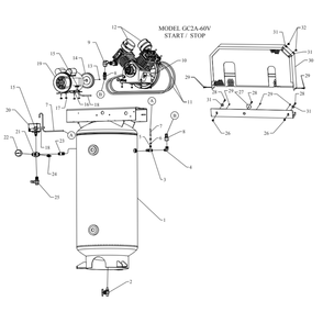 Main Diagram and Parts List for GC2A-60V-SSC  Jenny Compressor