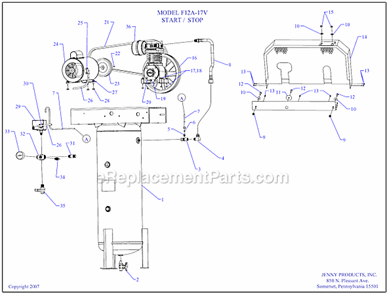 Page A Diagram and Parts List for F12A-17V  Jenny Compressor