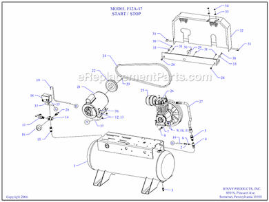 Page A Diagram and Parts List for F12A-17  Jenny Compressor