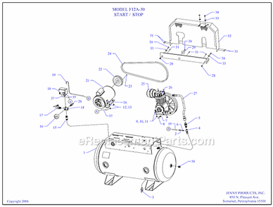 Page A Diagram and Parts List for F12A-30  Jenny Compressor