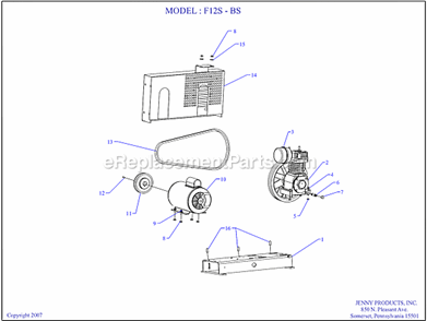 Page A Diagram and Parts List for F12S-BS  Jenny Compressor