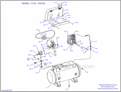 Page A Diagram and Parts List for F13S-30S  Jenny Compressor