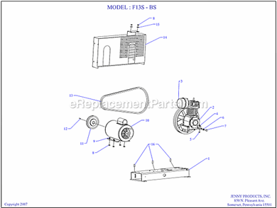 Page A Diagram and Parts List for F13S-BS  Jenny Compressor