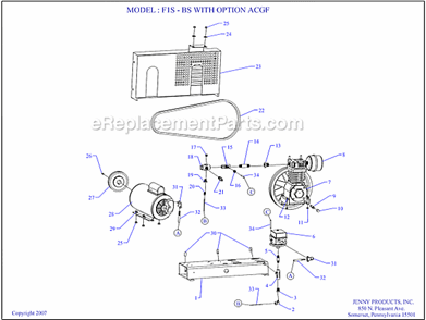 Page A Diagram and Parts List for F1S-BS ACGF Jenny Compressor
