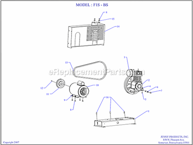 Page A Diagram and Parts List for F1S-BS  Jenny Compressor